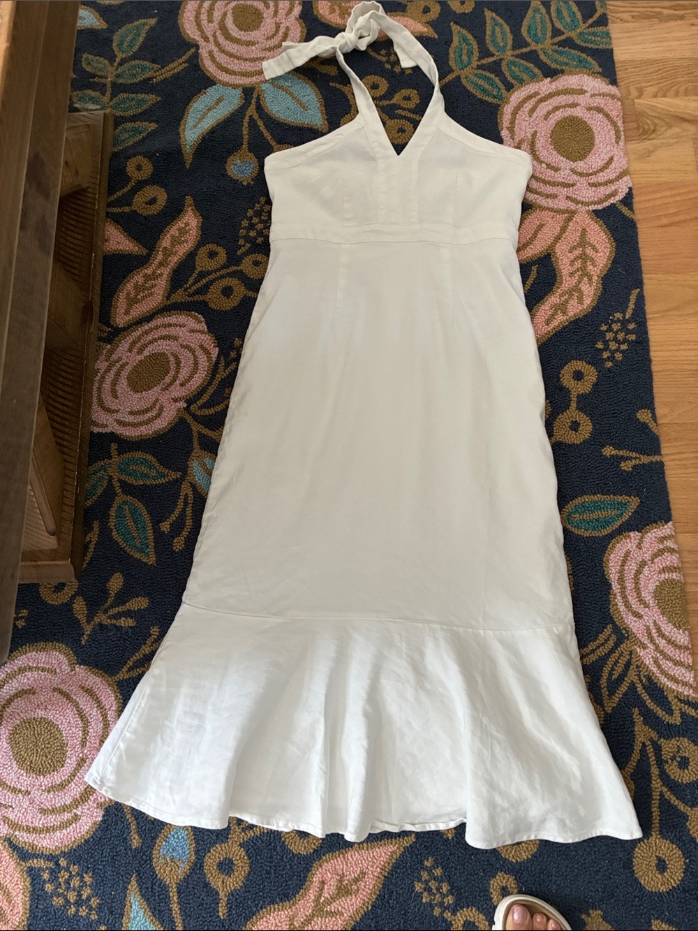 Ann Taylor White Halter Maxi Dress